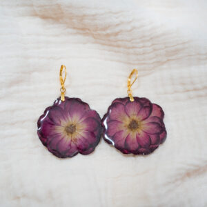 Boucles d'oreilles fleurs de roses rouges