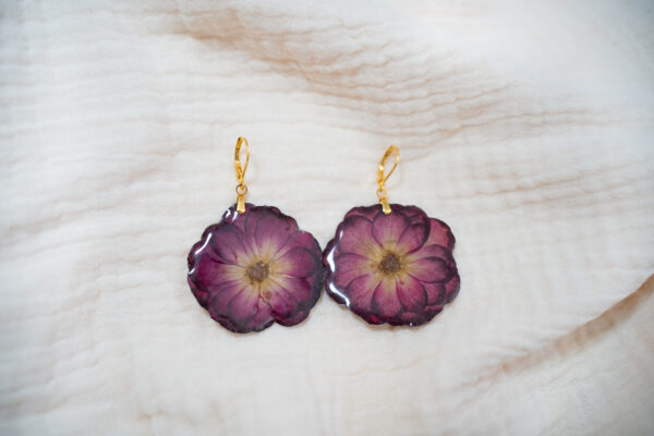 Boucles d'oreilles fleurs de roses rouges