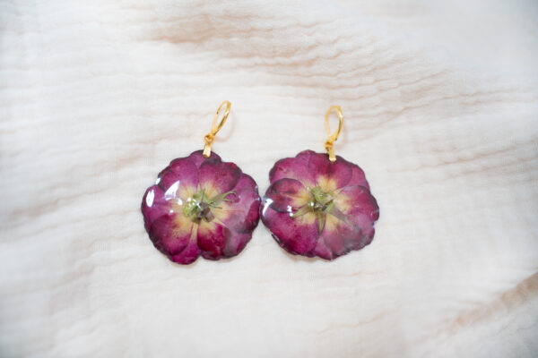 Boucles d'oreilles Fleurs de Roses Rouges – Image 3