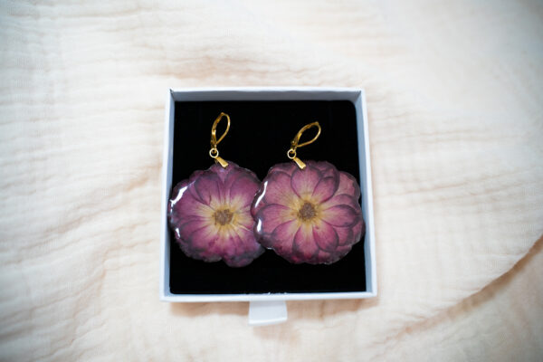 Boucles d'oreilles fleurs de roses rouges