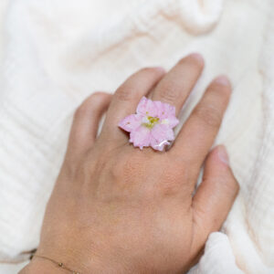 Bague Fleur de Delphinium rose